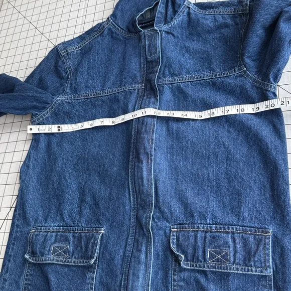 Vintage BLASSPORT Denim Hooded Jacket | 1990s Zip-Front Utility Jean Jacket - Picture 6 of 11